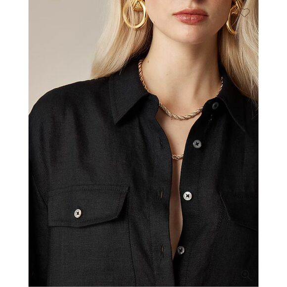 J. Crew Utility shirt-dress in linen Black Size XL NWT CI926 - Picture 2 of 7